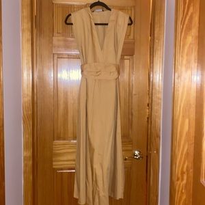 Zara cotton V-neck belted midi dress